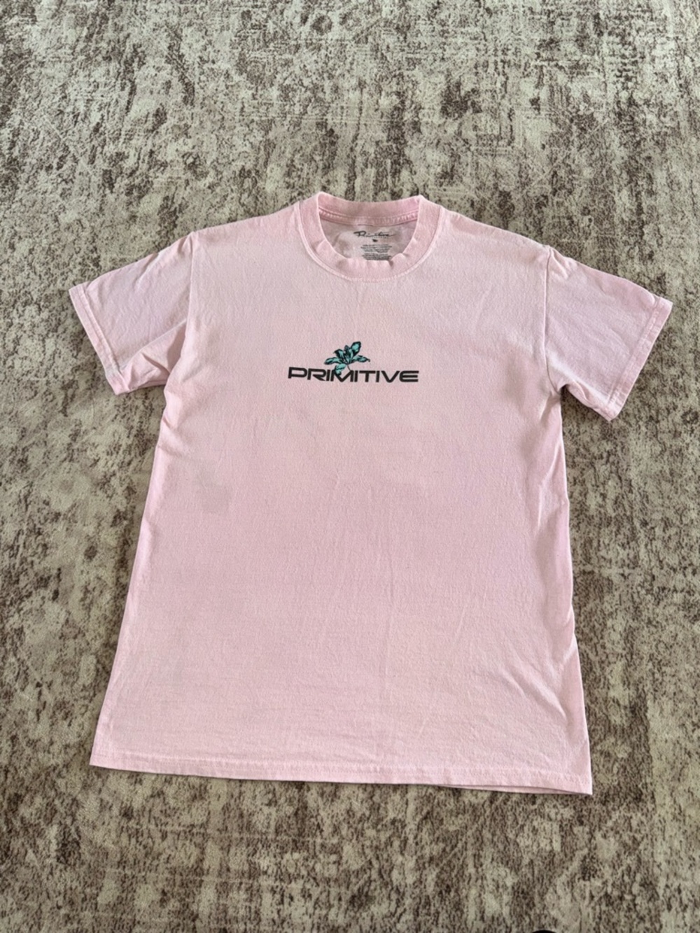 Primitive Light Pink T-Shirt with Teal Logo